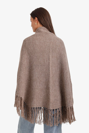 Fringed Trim Poncho