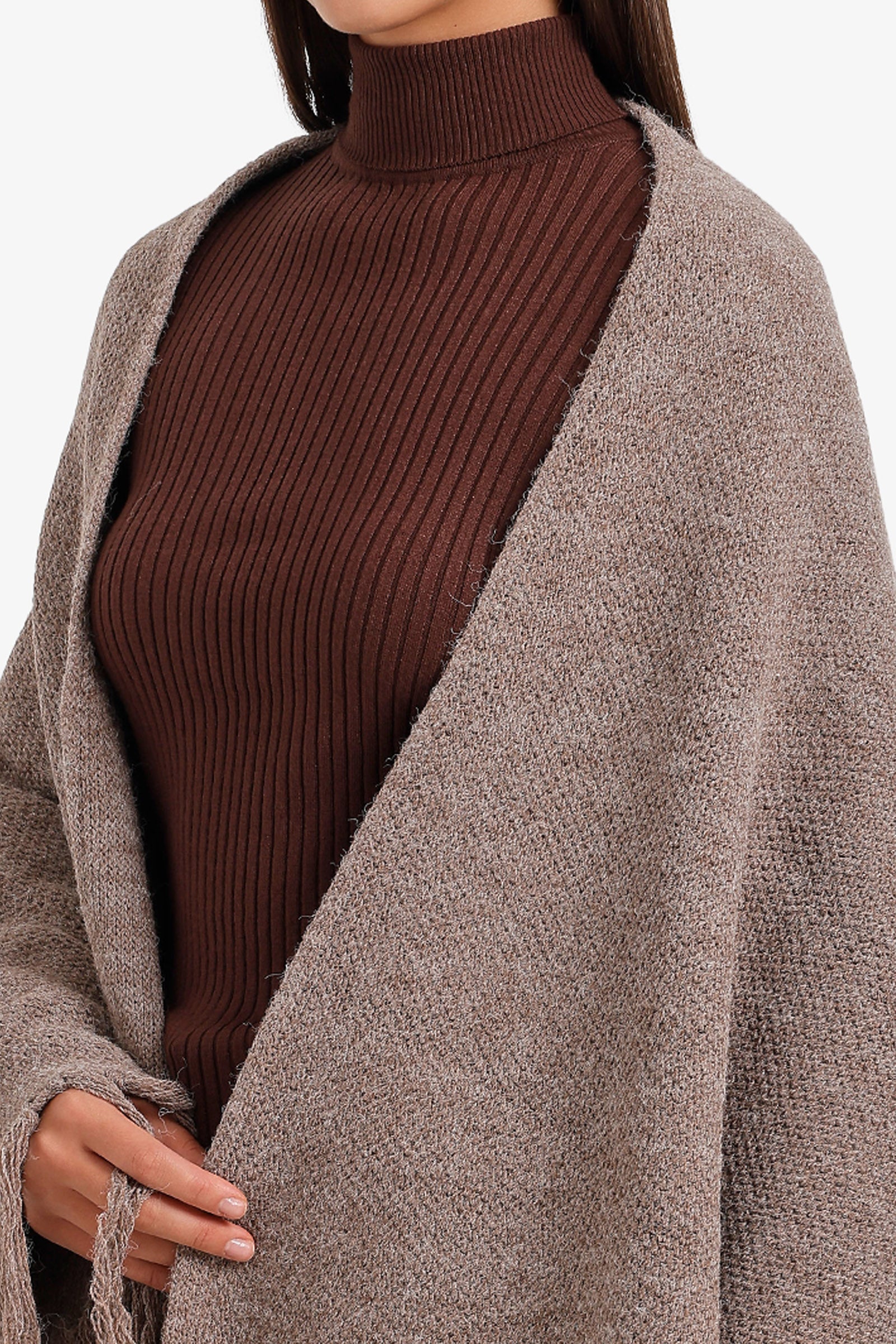 Fringed Trim Poncho