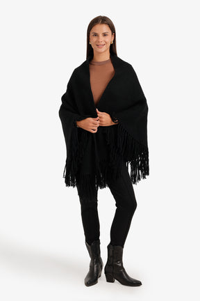 Fringed Trim Poncho