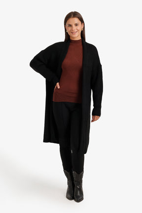 Ribbed Shawl Collar Cardigan