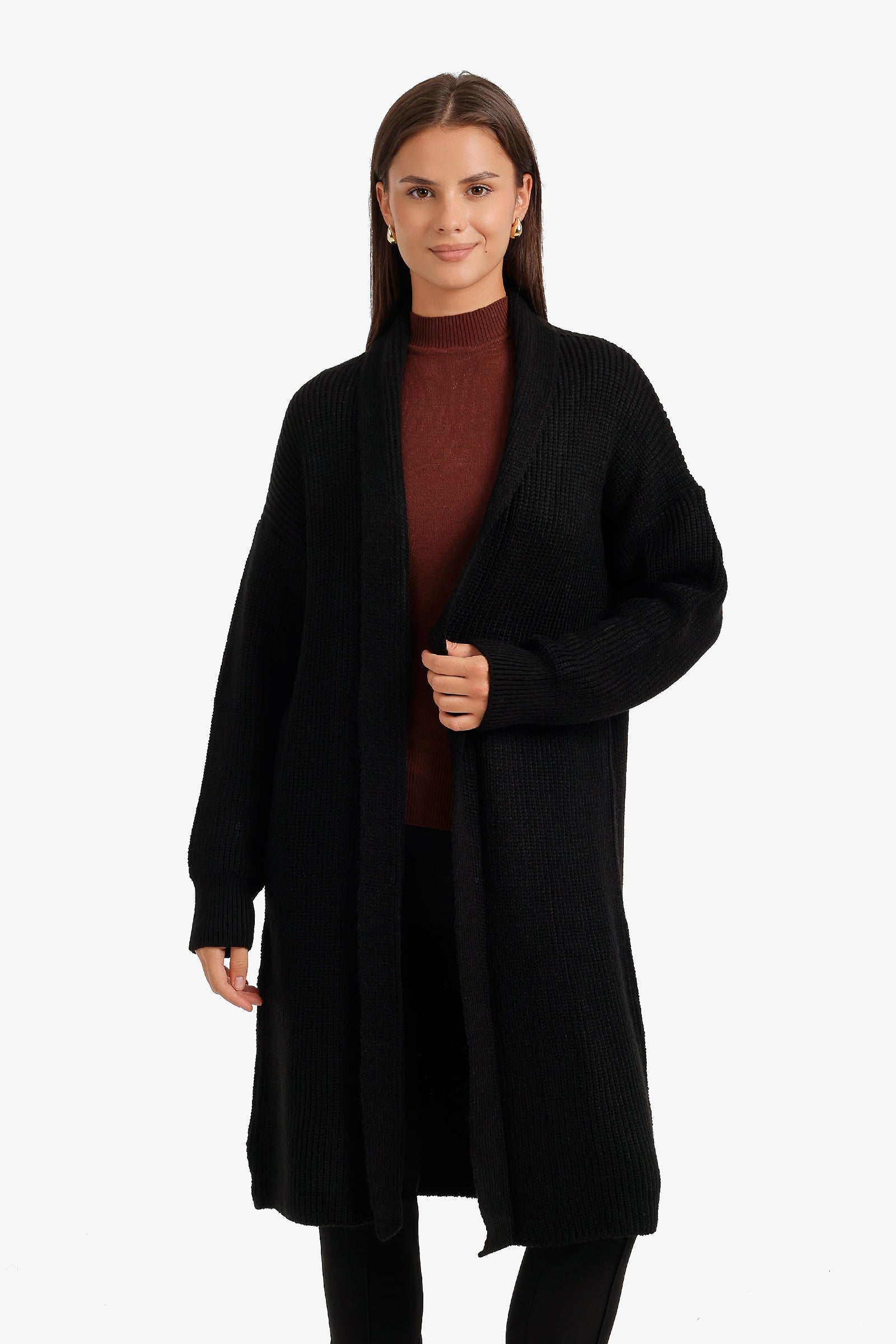 Ribbed Shawl Collar Cardigan