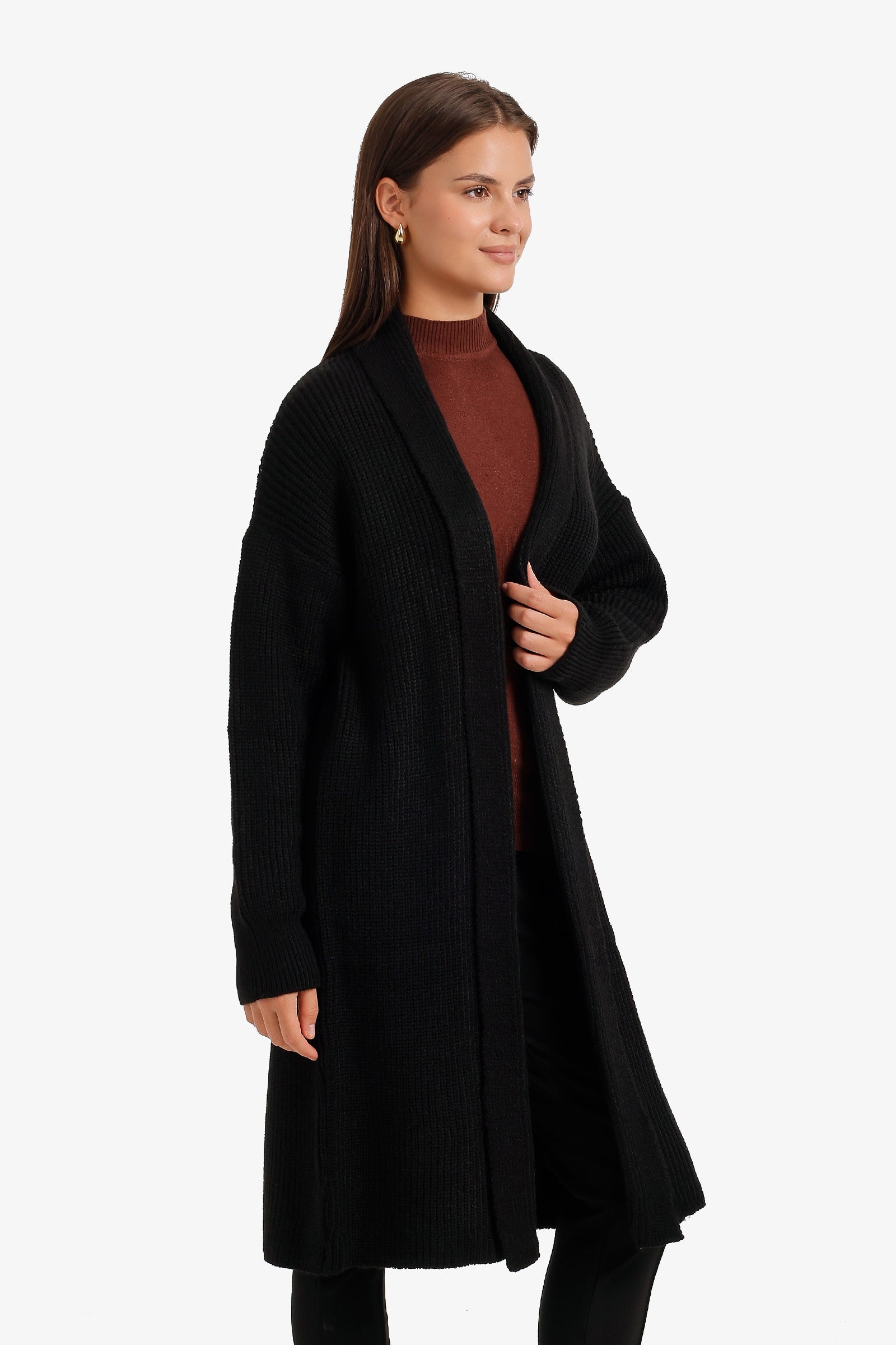Ribbed Shawl Collar Cardigan