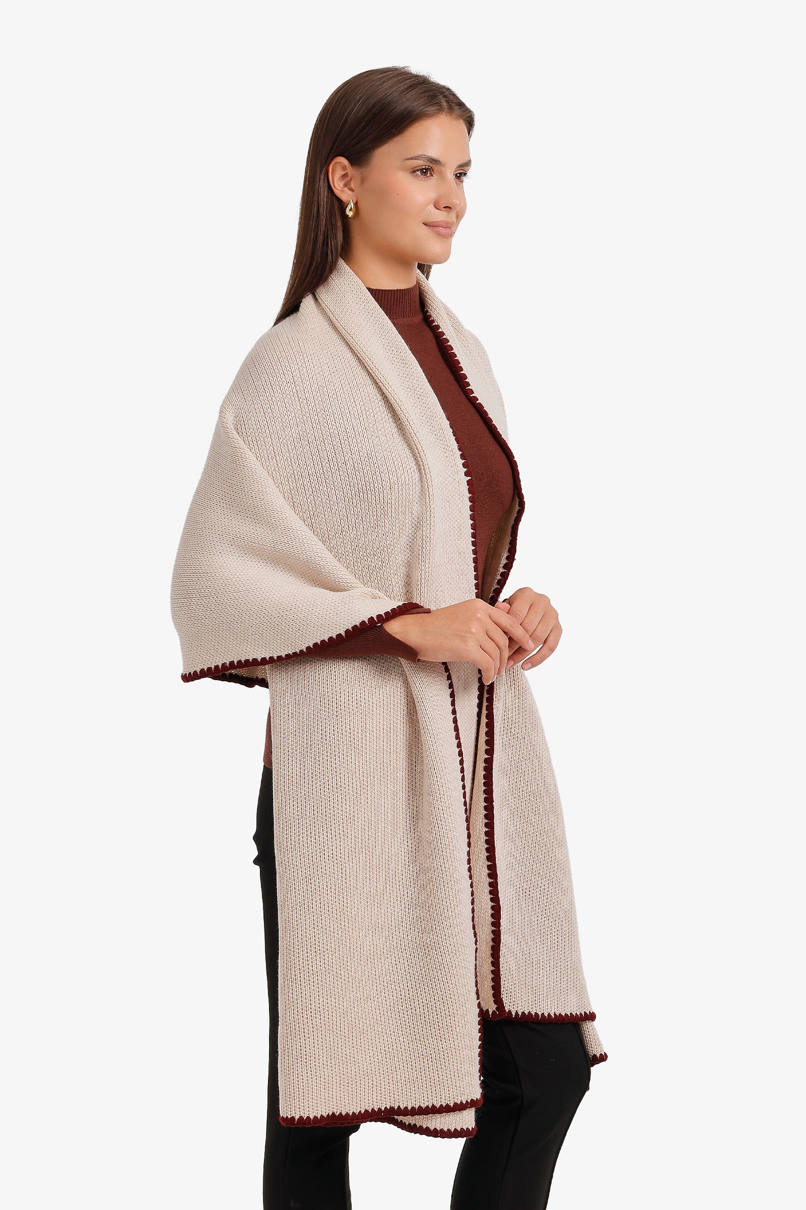 Contrast Trim Knit Scarf