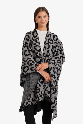Fringed Leopard Poncho