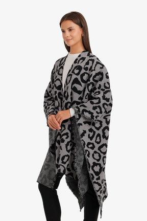Fringed Leopard Poncho