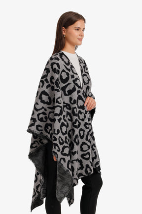 Fringed Leopard Poncho