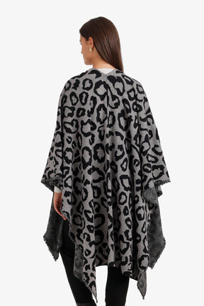 Fringed Leopard Poncho
