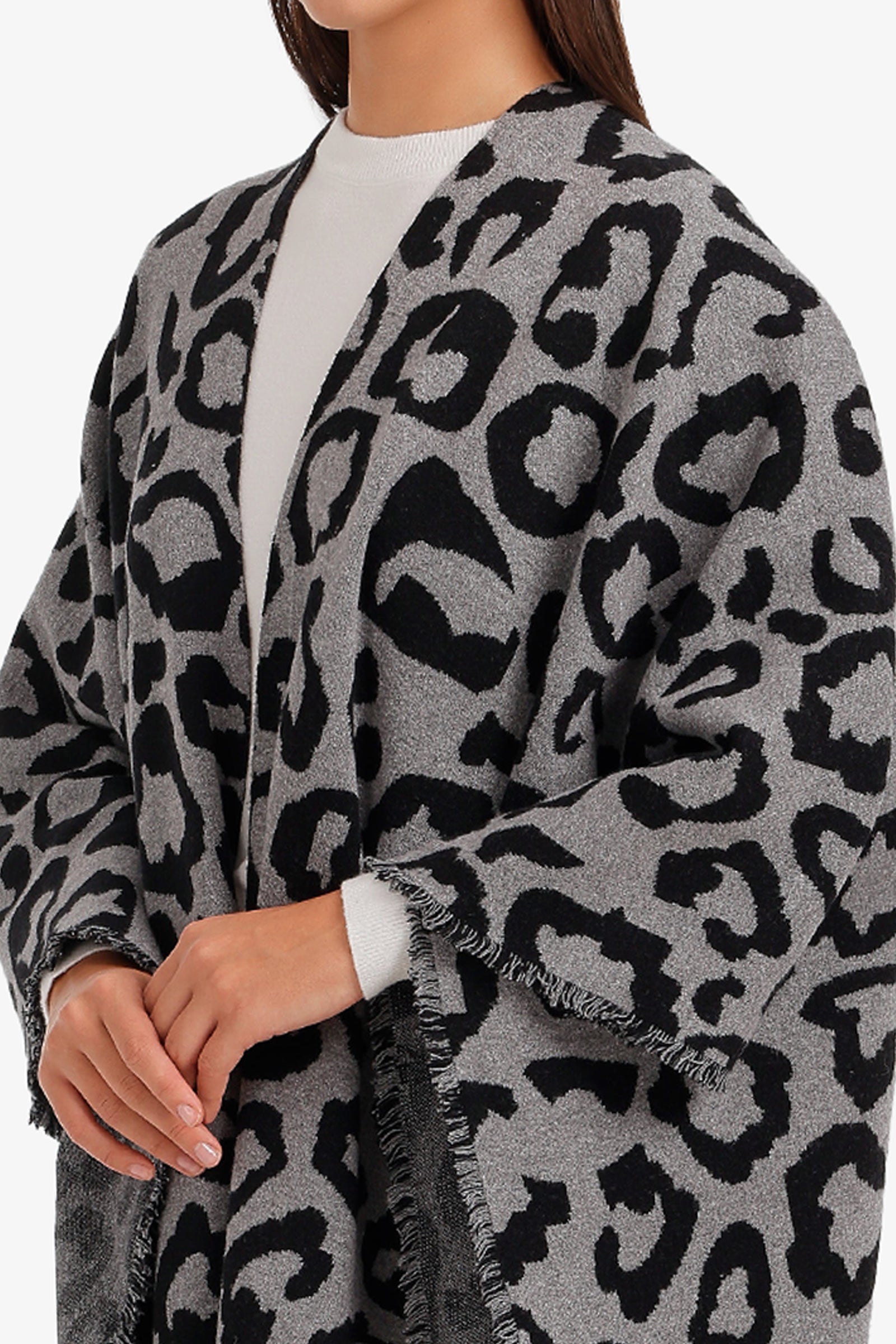 Fringed Leopard Poncho