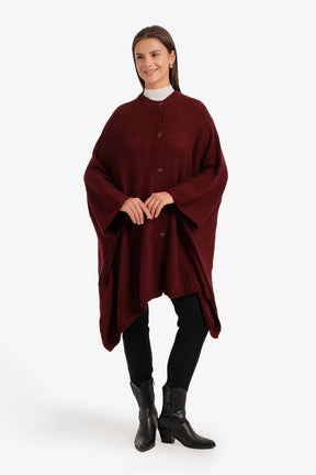 Asymmetric Button Front Poncho