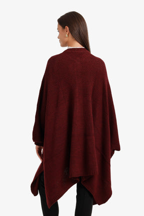 Asymmetric Button Front Poncho