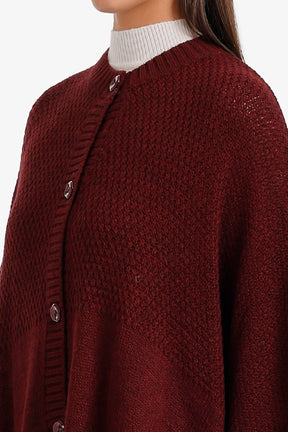 Asymmetric Button Front Poncho
