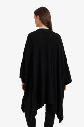 Asymmetric Button Front Poncho