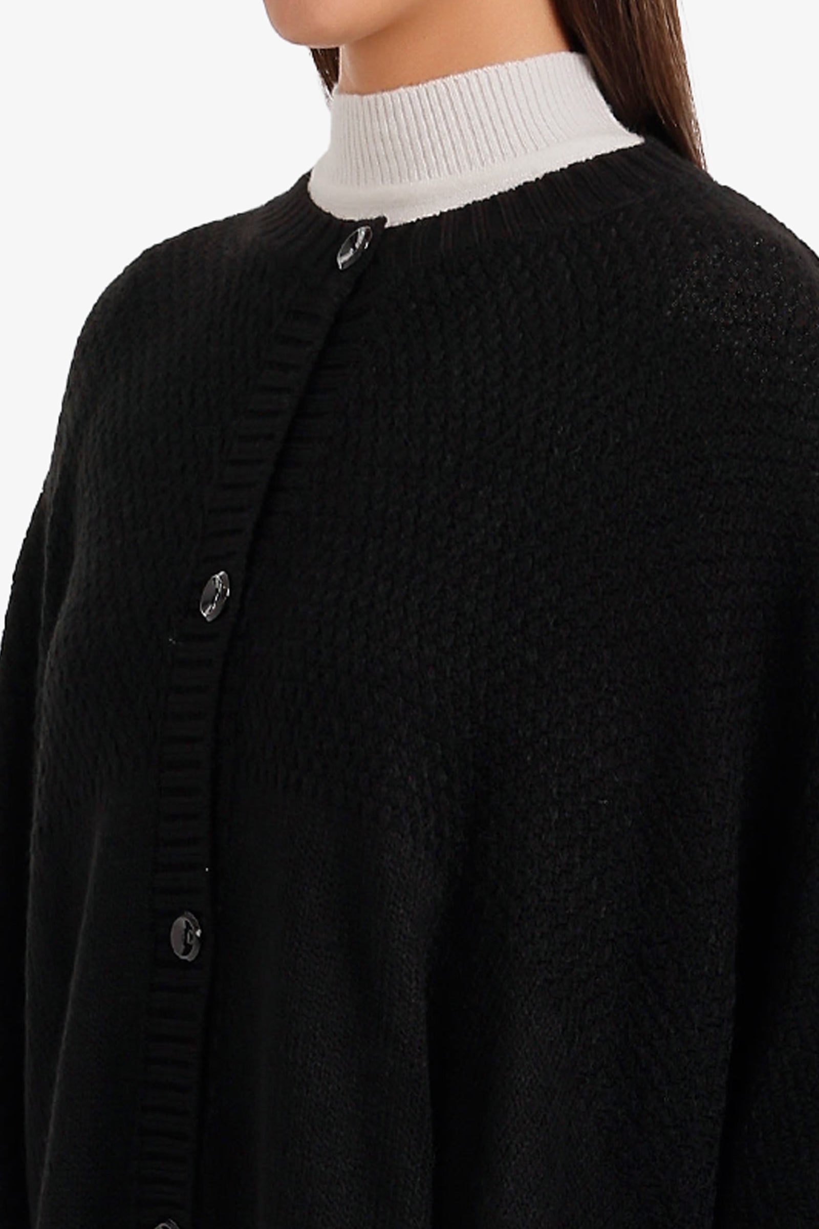 Asymmetric Button Front Poncho