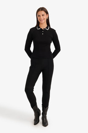 Ribbed Polo Top