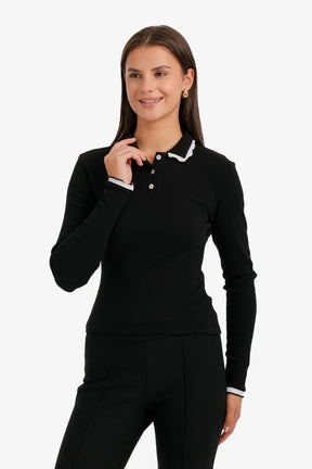Ribbed Polo Top