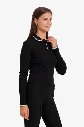 Ribbed Polo Top
