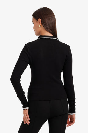Ribbed Polo Top