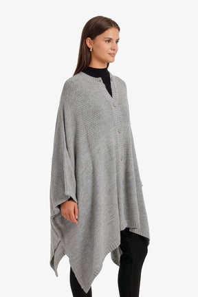 Asymmetric Button Front Poncho