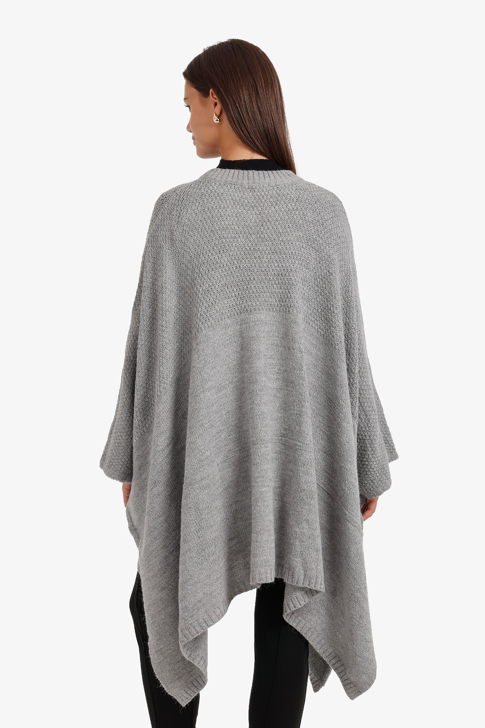 Asymmetric Button Front Poncho