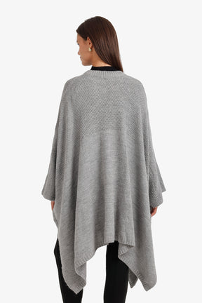 Asymmetric Button Front Poncho