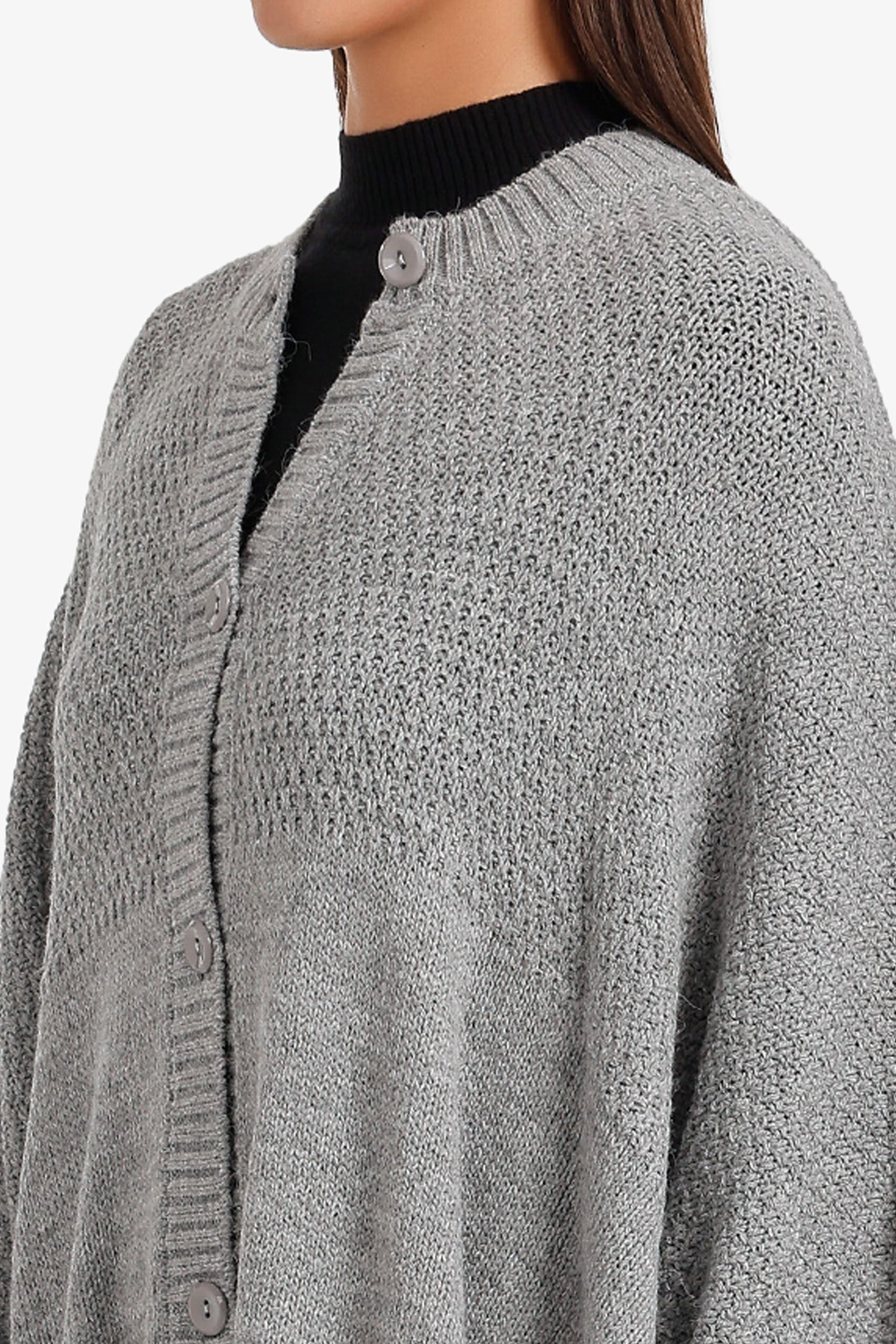 Asymmetric Button Front Poncho