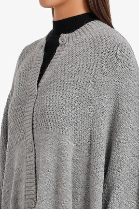 Asymmetric Button Front Poncho