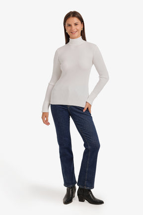Ribbed Slim Flit Pullover