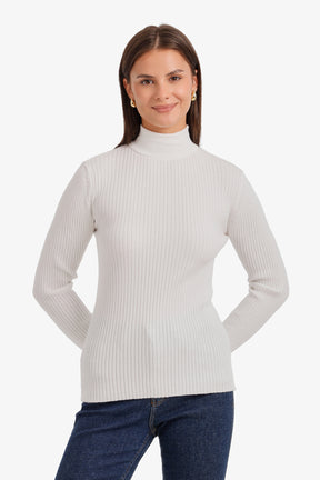 Ribbed Slim Flit Pullover