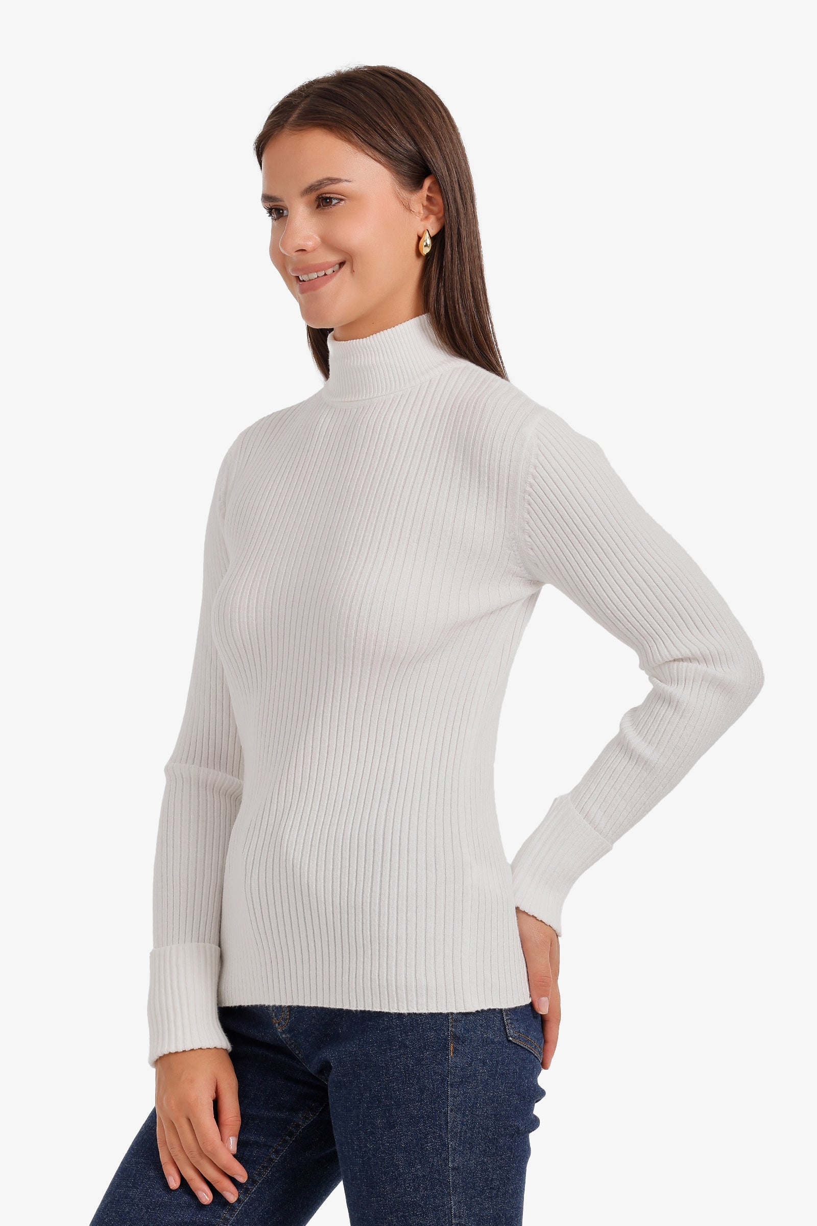 Ribbed Slim Flit Pullover