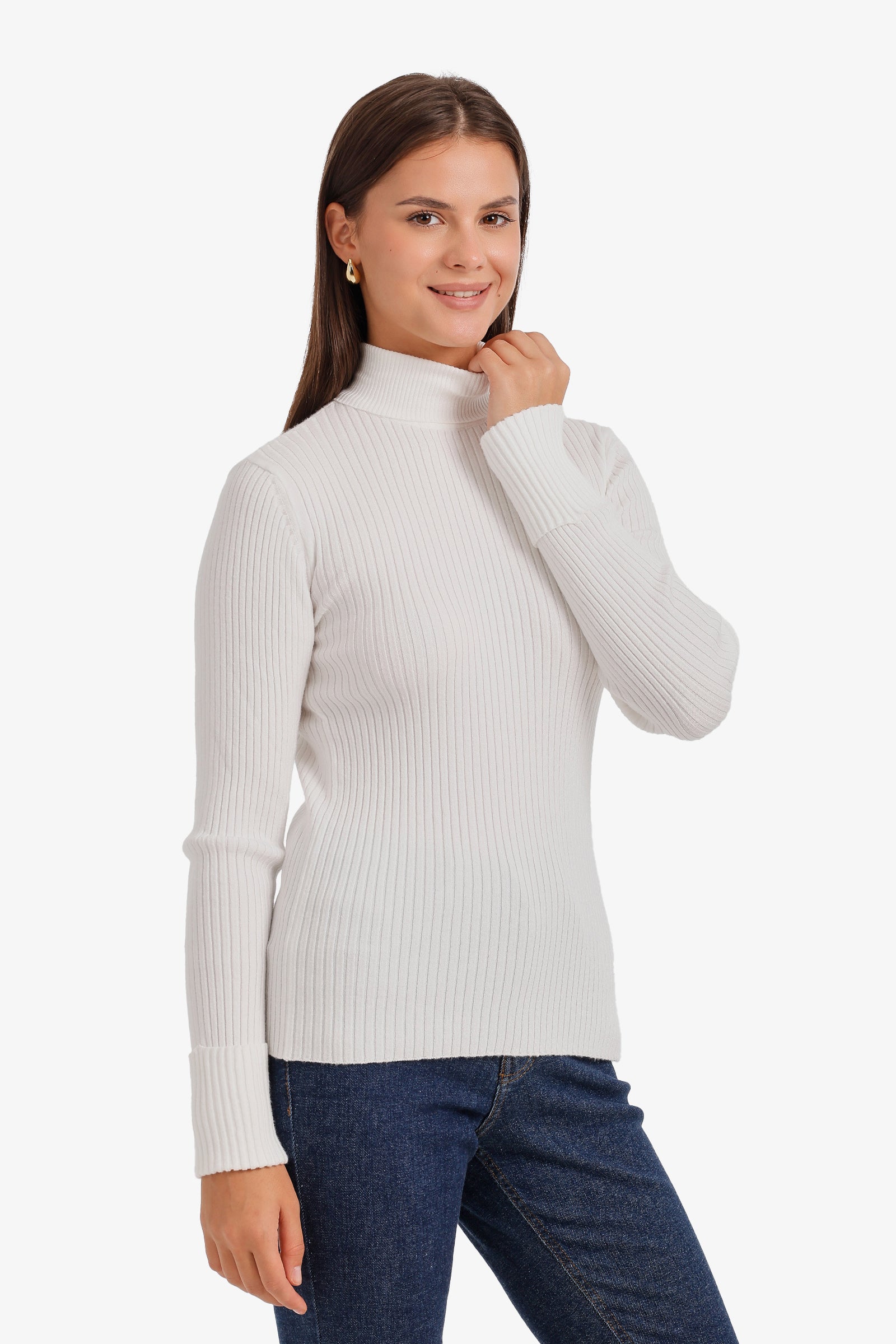 Ribbed Slim Flit Pullover