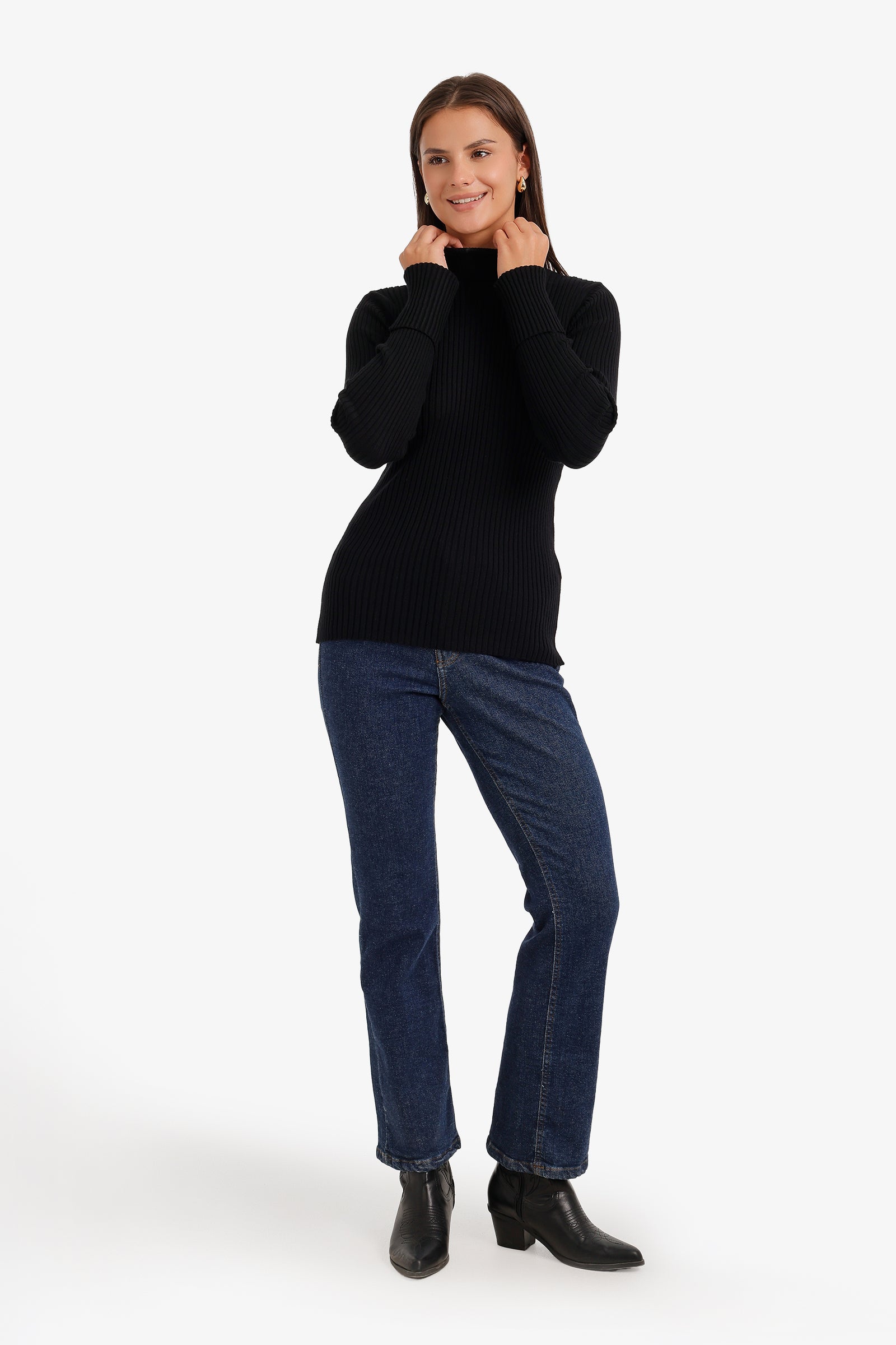 Ribbed Slim Flit Pullover