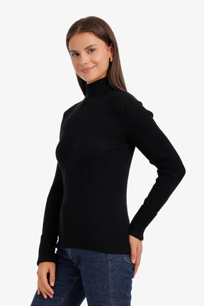 Ribbed Slim Flit Pullover