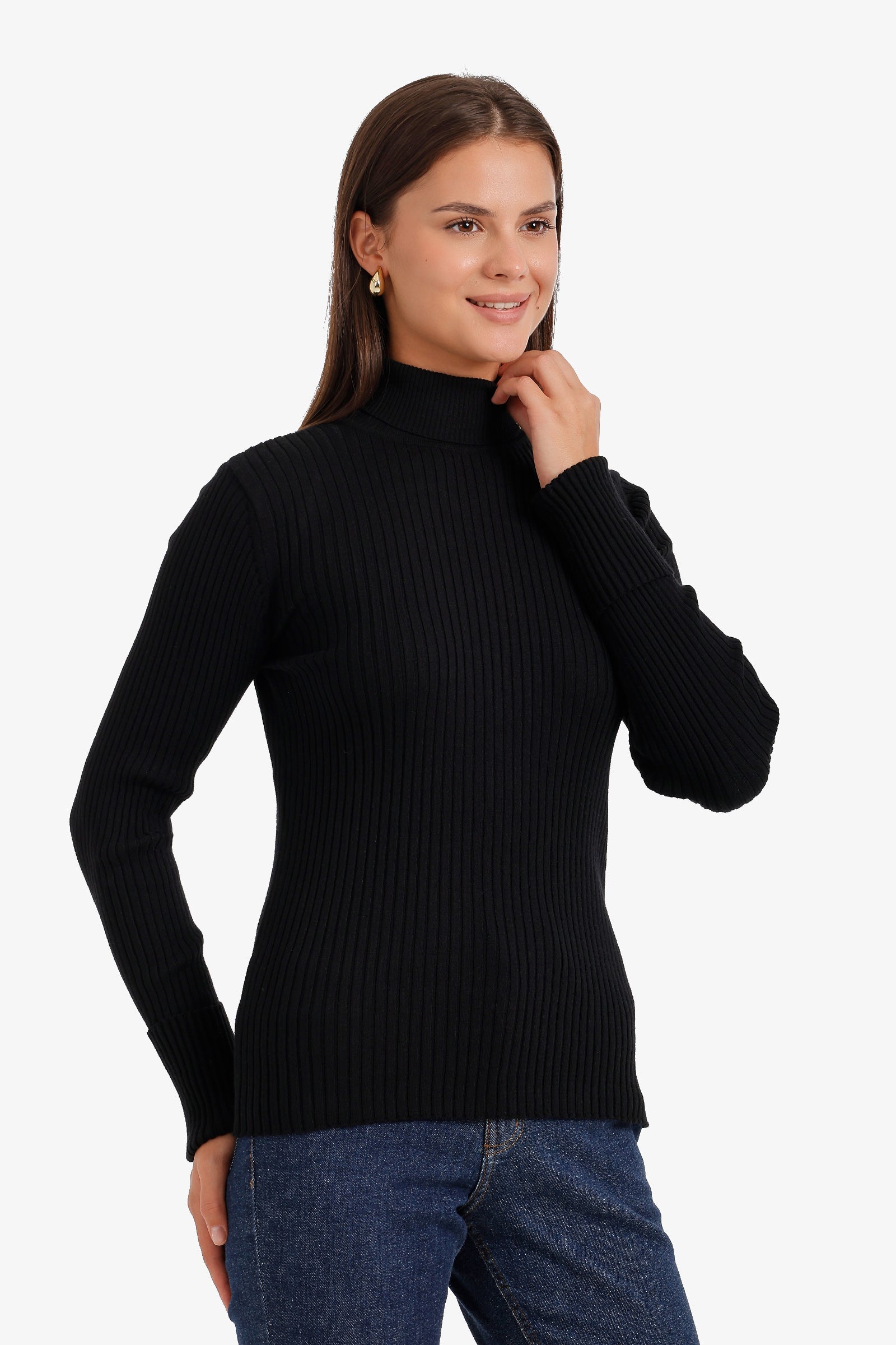 Ribbed Slim Flit Pullover