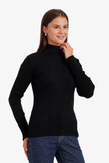 Ribbed Slim Flit Pullover