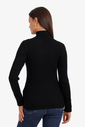 Ribbed Slim Flit Pullover