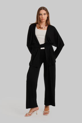 Draped Tie-Waist Cardigan