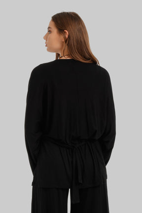 Draped Tie-Waist Cardigan
