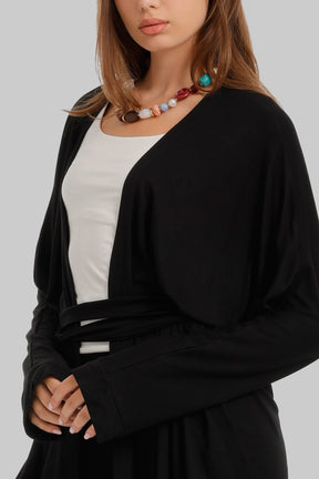 Draped Tie-Waist Cardigan