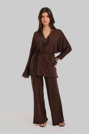 Draped Tie-Waist Cardigan