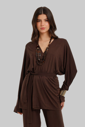 Draped Tie-Waist Cardigan