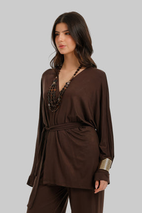 Draped Tie-Waist Cardigan