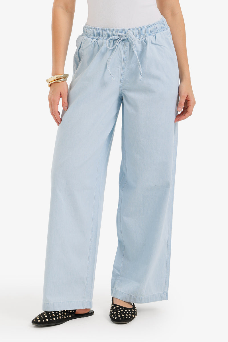 Denim Wide-Leg Pants