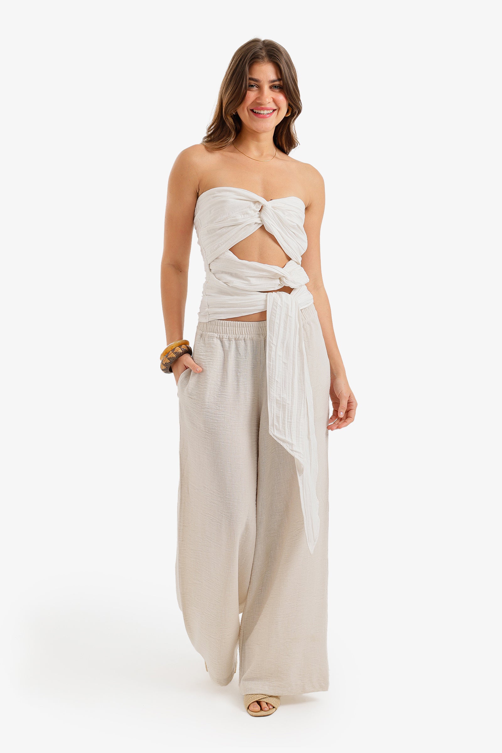 Crinkle Twisted Crop Top