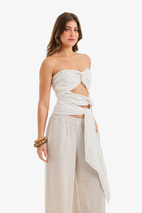 Crinkle Twisted Crop Top
