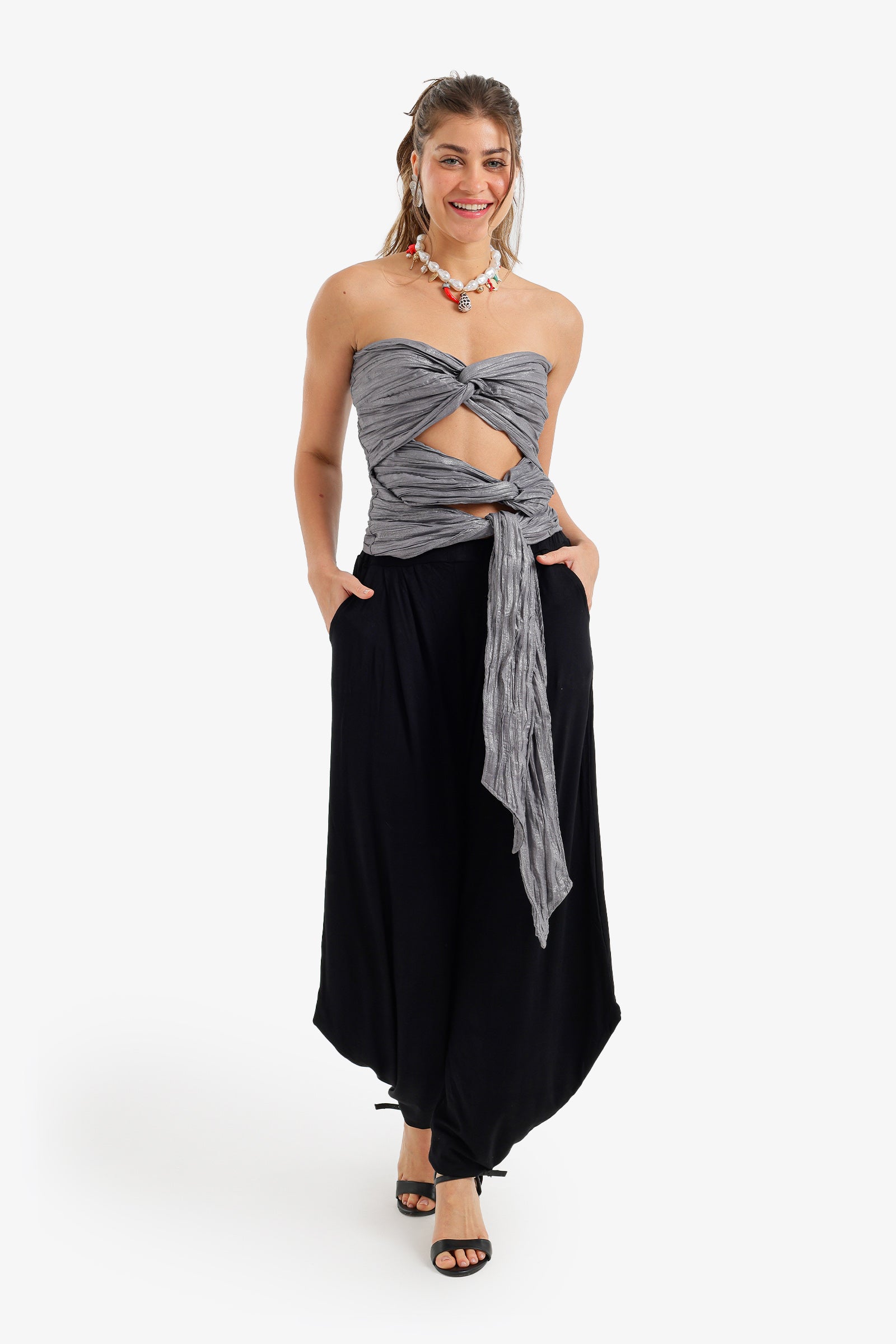 Crinkle Twisted Crop Top