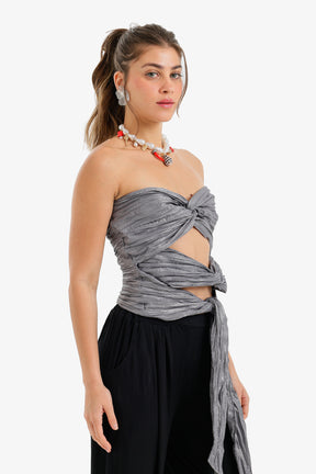 Crinkle Twisted Crop Top