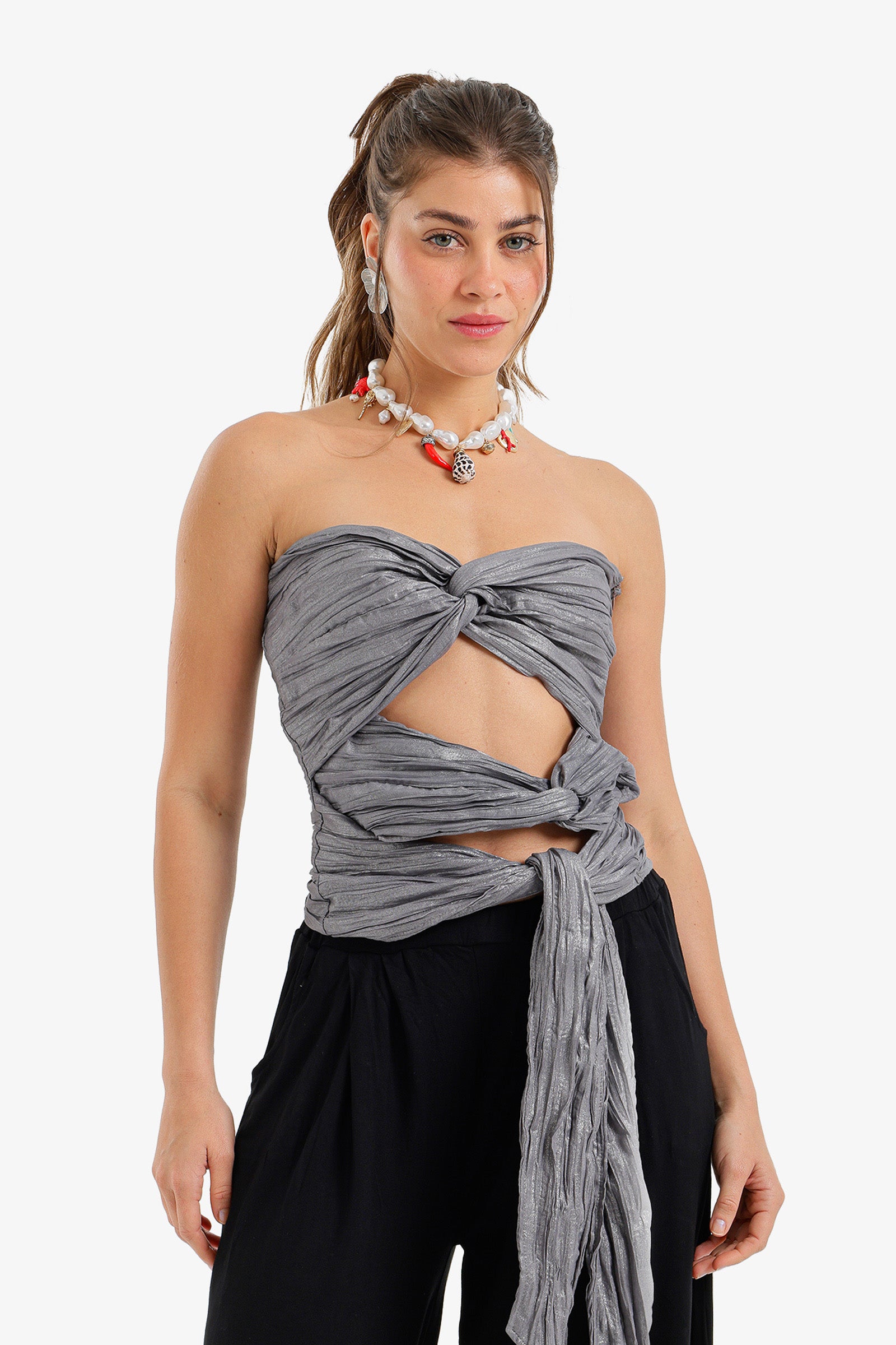 Crinkle Twisted Crop Top