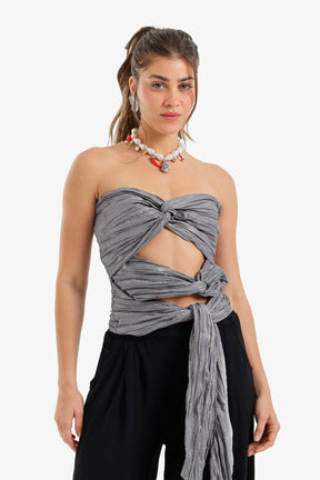 Crinkle Twisted Crop Top