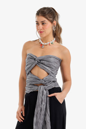 Crinkle Twisted Crop Top
