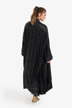 Pearl-Embellished Flowy Kimono